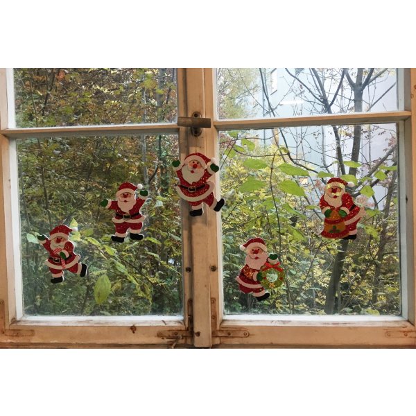Weihnachtsdeko / Geschenkanhänger  Weihnachtsmann (5er Pack) Fensterdeko Weihnachten