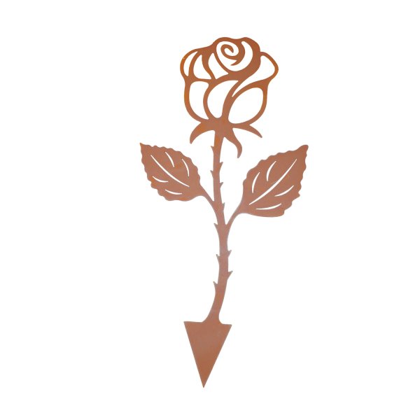 Gartenstecker Rose im Rost Design, Beetstecker H: 52 cm, Rostfigur für den Garten, Gartendeko, Metalldeko
