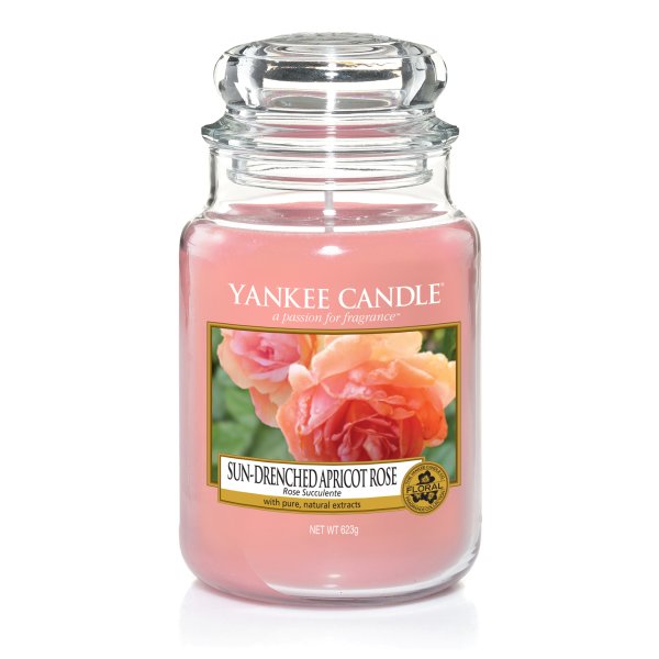 Yankee Candle Duftkerze im Glas (groß) SUN-DRENCHED APRICOT ROSE - Kerze mit Brenndauer bis zu 150 Stunden