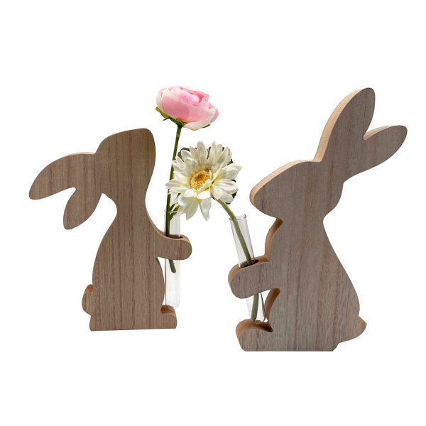 Hase mit Vase (2er Set), H: 19-23 cm Frühlingsdeko, Deko Hase, Osterdeko, Osterhase, Ostern