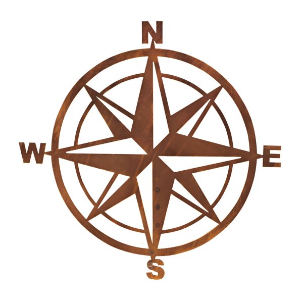 Kompass im Rost Design, D: 52 cm, maritime Gartendeko Rost, Metalldeko
