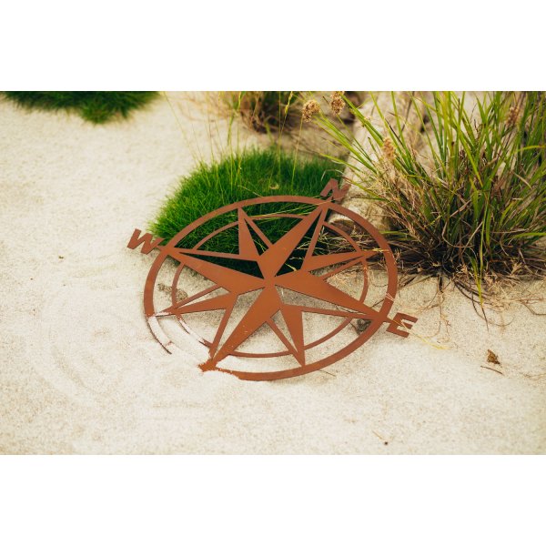 Kompass, Rost Design, D: 52 cm, maritime Gartendeko Rost, Metalldeko