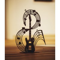 Gitarre mit Noten im Rost Design H: 43 cm - Musik...