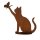 Dekofigur Katze mit ausgestreckter Pfote und Schmetterling auf Standplatte im Rost Design, Rostfigur für den Garten