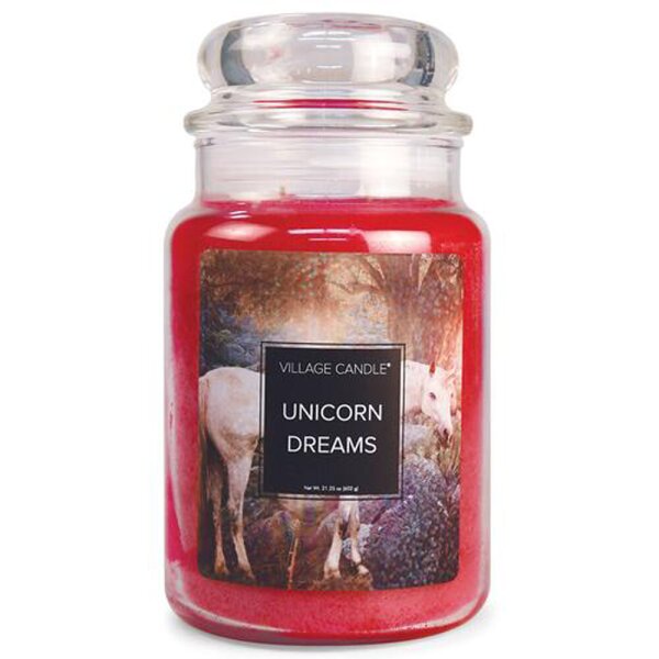 Village Candle Duftkerze im Glas (groß) Unicorn Dreams - Fantasy Collection - Kerze mit 2-Docht Technologie