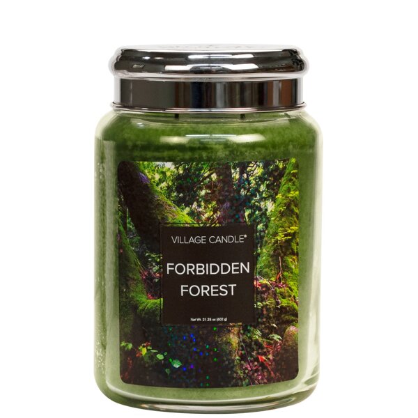 Village Candle Duftkerze im Glas (groß) Forbidden Forest - Fantasy Collection - Kerze mit 2-Docht Technologie
