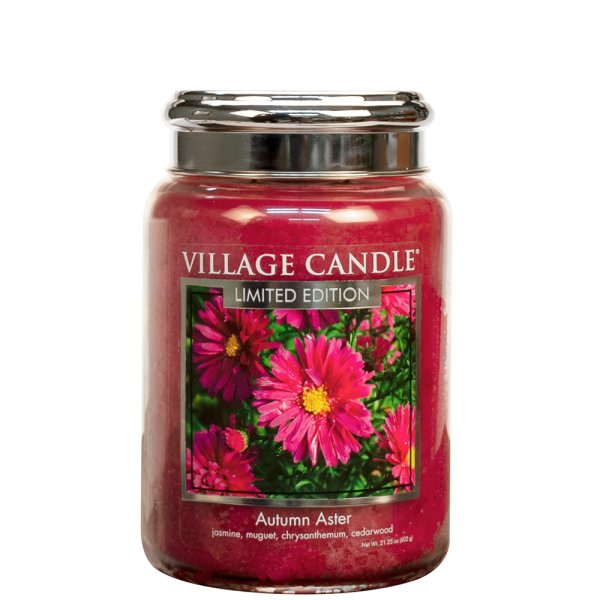 Village Candle Duftkerze im Glas (groß) Autumn Aster - Limited Edition - Kerze mit 2-Docht Technologie