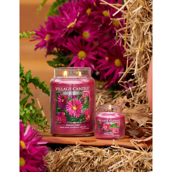 Village Candle Duftkerze im Glas (groß) Autumn Aster - Limited Edition - Kerze mit 2-Docht Technologie
