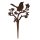 Gartenstecker Vogel mit Blüten im Rost Design H: 35 cm - Rostfigur für den Garten, Gartendeko, Metalldeko