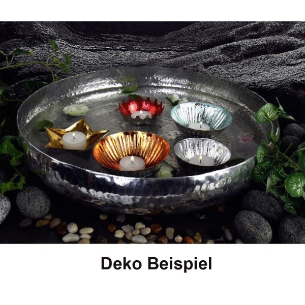 Schwimmschale (4er Set)  - Teelichthalter metallic rot, rosa, silber 10x4 cm, Schwimmkerze
