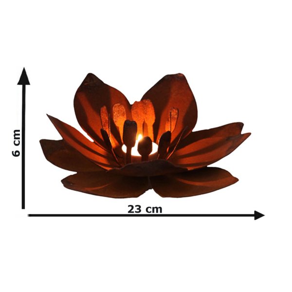 Teelichthalter Blume im Rost Design, Rostfigur für den Garten, Gartendeko, Metalldeko