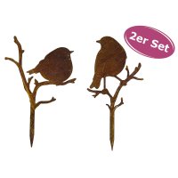 Gartenstecker Vögel im Rost Design H: 24 cm, 2er Set -...
