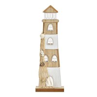 Deko Leuchtturm aus Holz mit Jute und Muschel H: 30cm,...