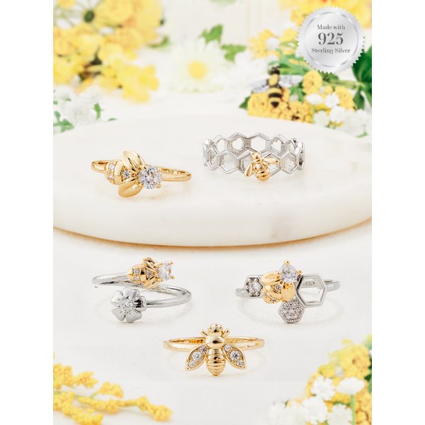 Duftkerze mit Ring Bee My Honey von Charmed Aroma, Kerze mit Schmuck (Biene) Gr. 9 / XL (59/60)