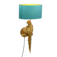 Wandleuchte Papagei Percy Gold/Türkis H: 70 cm - Lampe Papagei, Wandlampe,Tischleuchte, Tischlampe, Wohnzimmerlampe Deko Leuchte