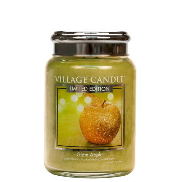 Village Candle Duftkerze im Glas (groß) Glam Apple - Limited Edition - Kerze mit 2-Docht Technologie