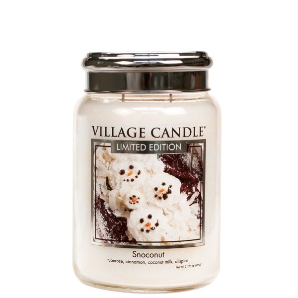 Village Candle Duftkerze im Glas (groß) Snoconut - Limited Edition - Kerze mit 2-Docht Technologie