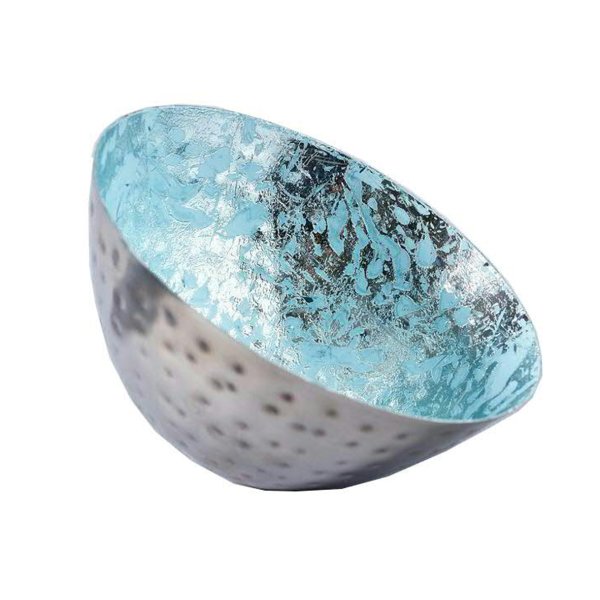 Schwimmschale rund silber/blau D:12,5cm - Schwimmkerzen, Tischdeko, Teelichthalter