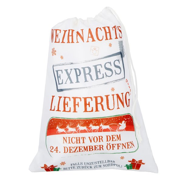 Weihnachtsbeutel "Express Lieferung" 22x30 cm - Weihnachtsgeschenk verpacken, Geschenktasche