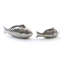Fisch silber 11 & 15,5 cm (2er Set)  aus Porzellan...