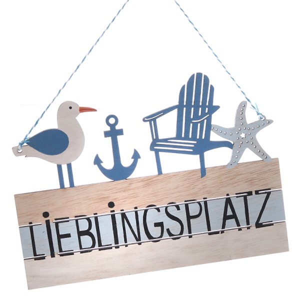 Deko Schild Lieblingsplatz Maritim - Holzschild, Wandbild Holz, Vintage, maritim einrichten