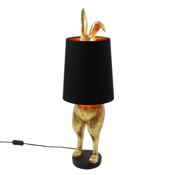 Tischleuchte Lampe Hase Gold/Schwarz Hiding Bunny - Wohnzimmerlampe, Dekolampe, Leselampe, Tischlampe