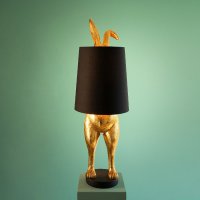 Tischleuchte Lampe Hase Gold/Schwarz "Hiding Bunny" - Wohnzimmerlampe, Dekolampe, Leselampe, Tischlampe