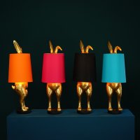 Tischleuchte Lampe Hase Gold/Schwarz "Hiding Bunny" - Wohnzimmerlampe, Dekolampe, Leselampe, Tischlampe