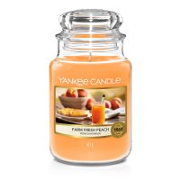 Yankee Candle Duftkerze im Glas (groß) FARM FRESH PEACH - Kerze mit Brenndauer bis zu 150 Stunden