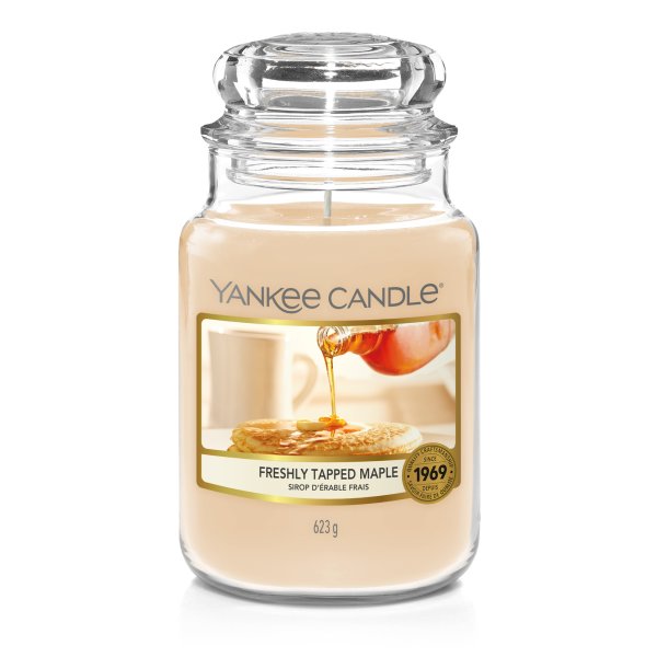 Yankee Candle Duftkerze im Glas (groß) FRESHLY TAPPED MAPLE - Kerze mit Brenndauer bis zu 150 Stunden