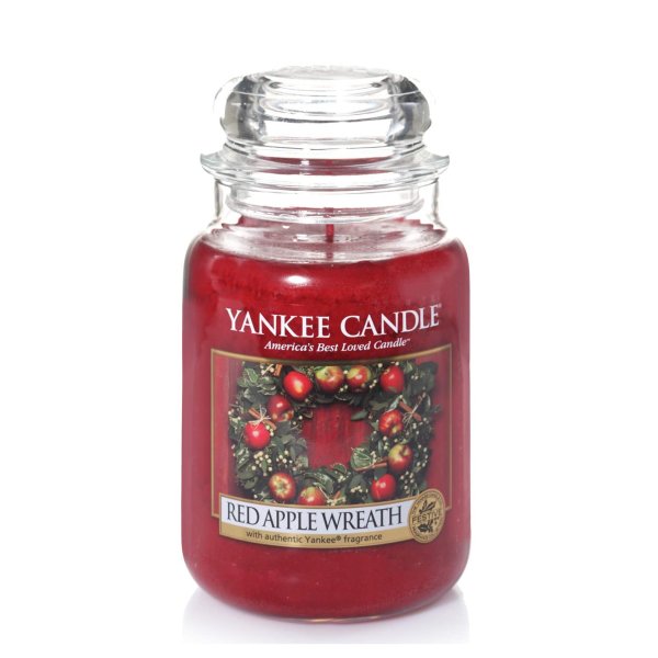 Yankee Candle Duftkerze im Glas (groß) RED APPLE WREATH - Kerze mit Brenndauer bis zu 150 Stunden