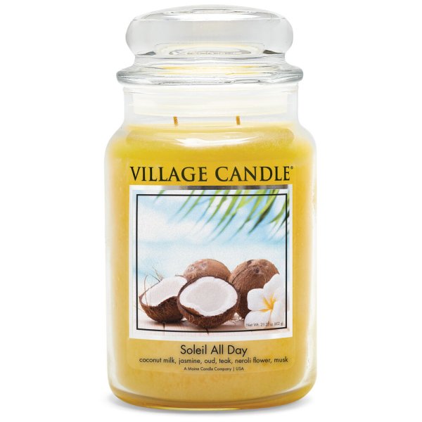 Village Candle Duftkerze im Glas (groß) Soleil all Day - Tradition Jar - Kerze mit 2-Docht Technologie
