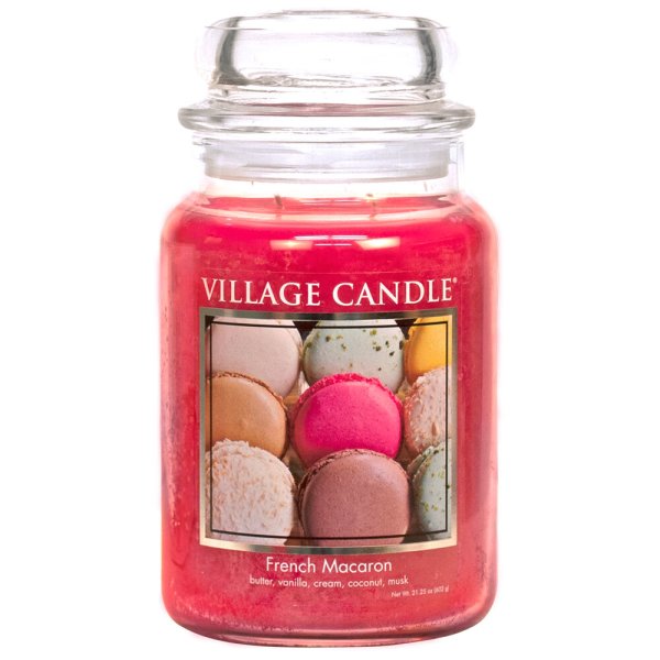 Village Candle Duftkerze im Glas (groß) French Macaron - Tradition Jar - Kerze mit 2-Docht Technologie