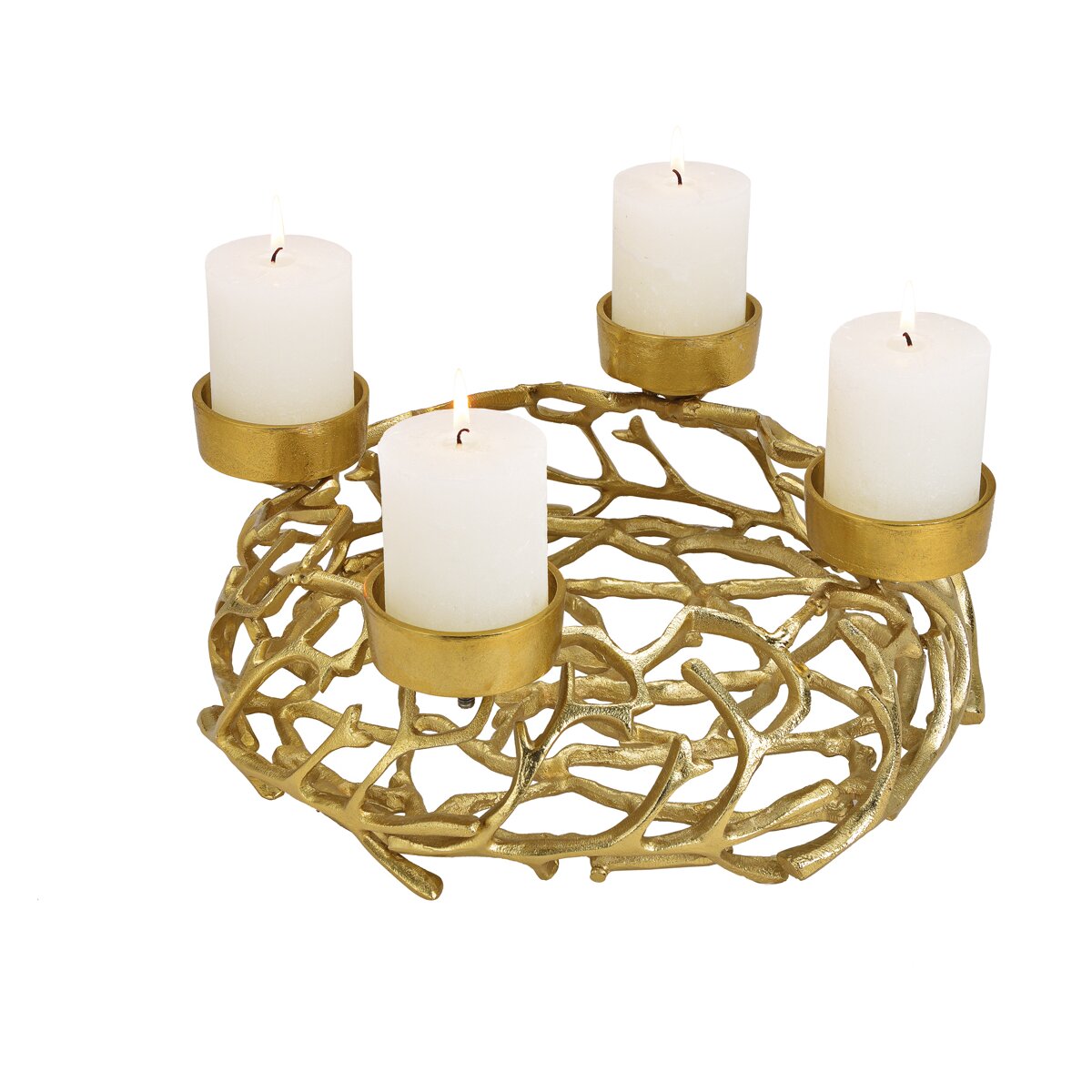 Grosser Adventskranz aus Metall Alu Gold, Metall Zweige