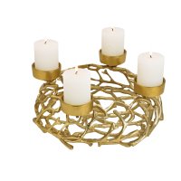 Grosser Adventskranz D: 38 cm aus Metall Alu Gold, Metall...