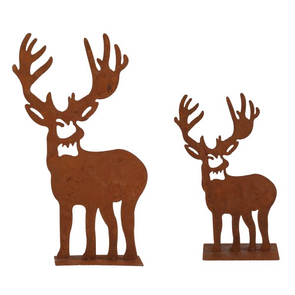 Rostfigur Hirsch 2er Set - Dekofigur im Rost Design für den Garten, Gartendeko, Weihnachtsdeko