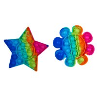 Fidget Pop Toy Rainbow 2er Set, Stern und Blume -...