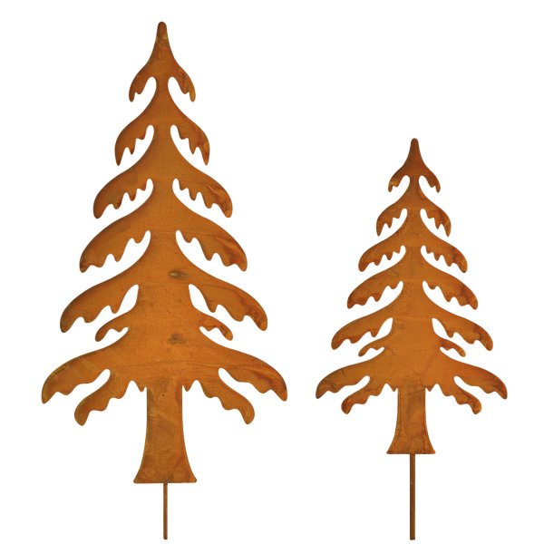 Gartenstecker Tanne (2er Set) - Rostfigur für den Garten, Gartendeko, Weihnachten, Tannenbaum