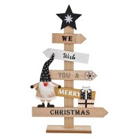 Holz Tannenbaum We wish you a merry Christmas mit Wichtel...