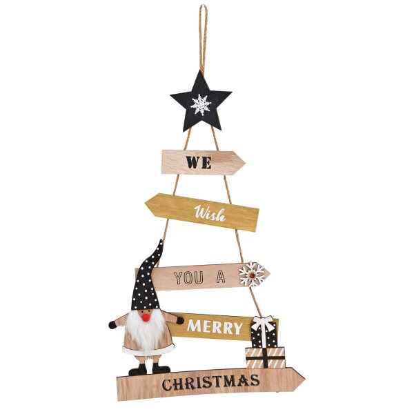 Holz Hänger We wish you a merry Christmas mit Wichtel  - Deko Aufhänger, Türdeko, Weihnachtsdekoration, Weihnachten, Advent