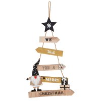 Holz Hänger We wish you a merry Christmas mit Wichtel  -...