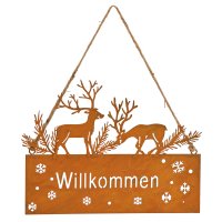 Schild Willkommen mit Hirsch im Rost Design als...