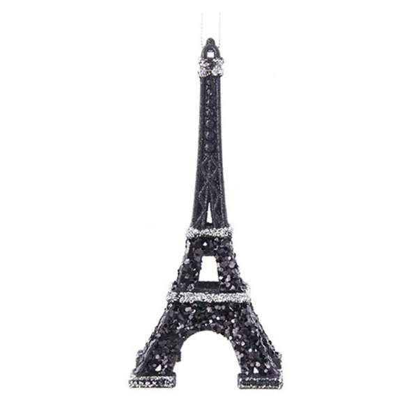 Baumschmuck Eiffelturm, Schwarz Glitzer - Paris - Baumkugel, Weihnachtsdeko, Christbaumkugel