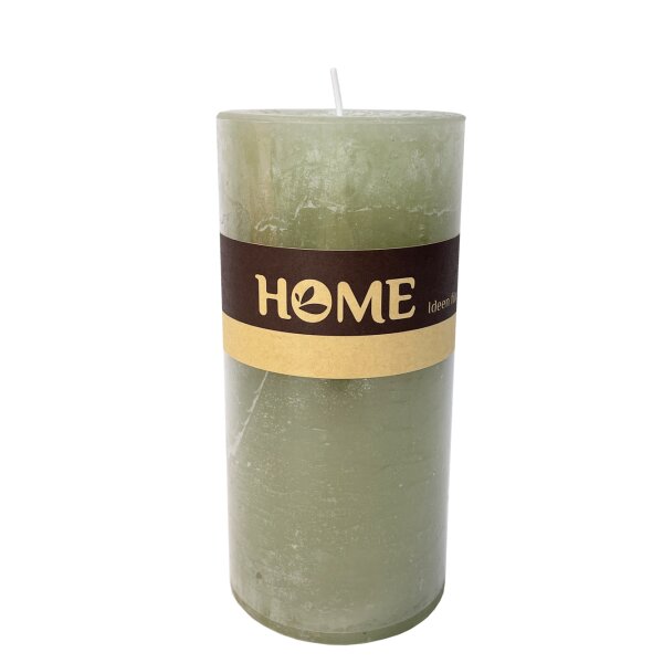 Stumpenkerze, durchgefärbt H: 14 cm, Kerze für Adventskranz (versch. Farben) Lindgrün