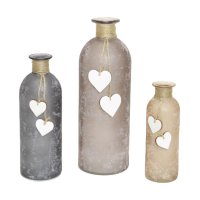 Vase Herz (3 Set) Glasvase beige, H: 16 /20 /26 cm,...