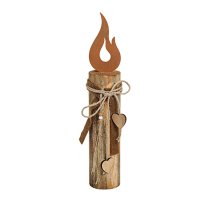 Rost Flamme auf Holz, H: 44 cm, Rostdeko, Rost Flamme,...