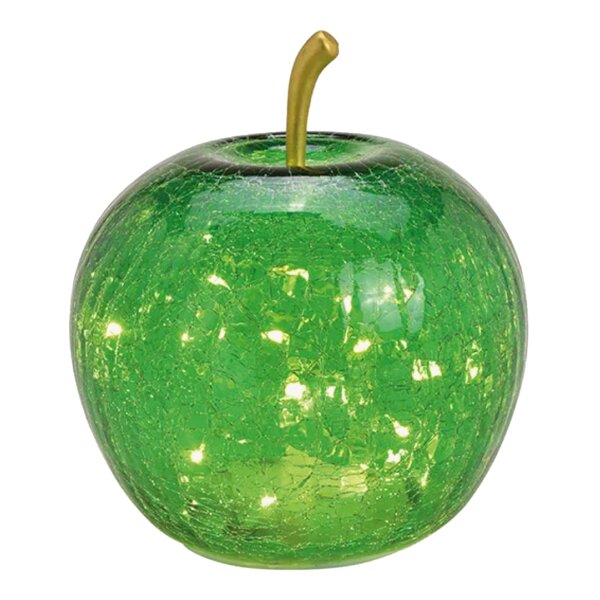 Dekoleuchte Apfel (S) Glas, Dunkelgrün **B-WARE**  Apfel Lampe mit LED Lichterkette, Dekolampe, Tischleuchte, Apfellampe