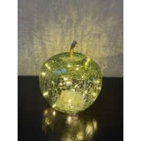 Dekoleuchte Apfel (S) Glas **B-Ware** Hellgrün,  Apfel Lampe mit LED Lichterkette, Dekolampe, Tischleuchte, Apfellampe