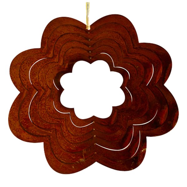 Windspiel Spirale Blume 25 cm im Rost Design - Garten Deko, Rostdeko, Hänger, Fensterschmuck