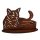 Rostfigur Katze liegend auf Platte - Dekofigur im Rost Design für den Garten, Gartendeko